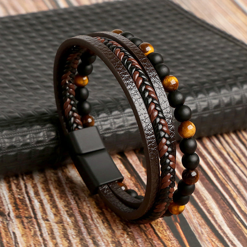 Natural Obsidian Magnetic Buckle Bracelet