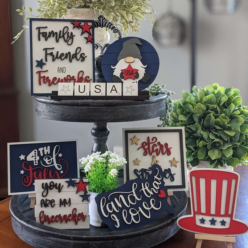 Lifesparking Patriotic Tiered Tray Decor Bundle