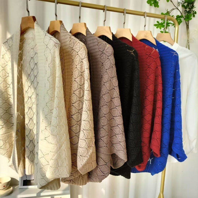 Women's Diamond Hollow Out Knitting Versatile Short Shawl