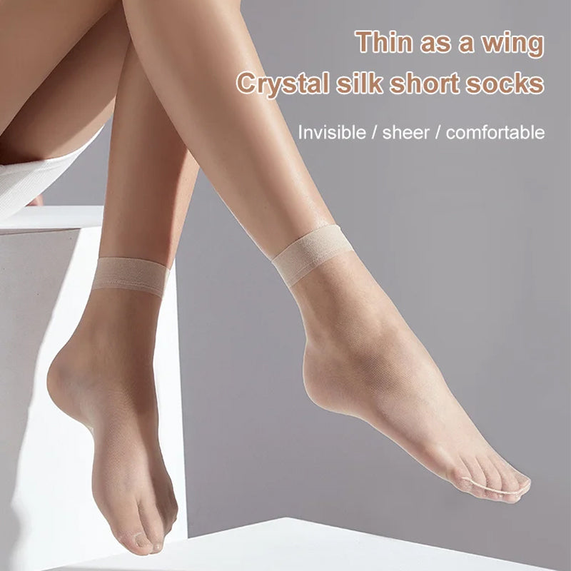 Women's Sheer Crystal Silk Socks