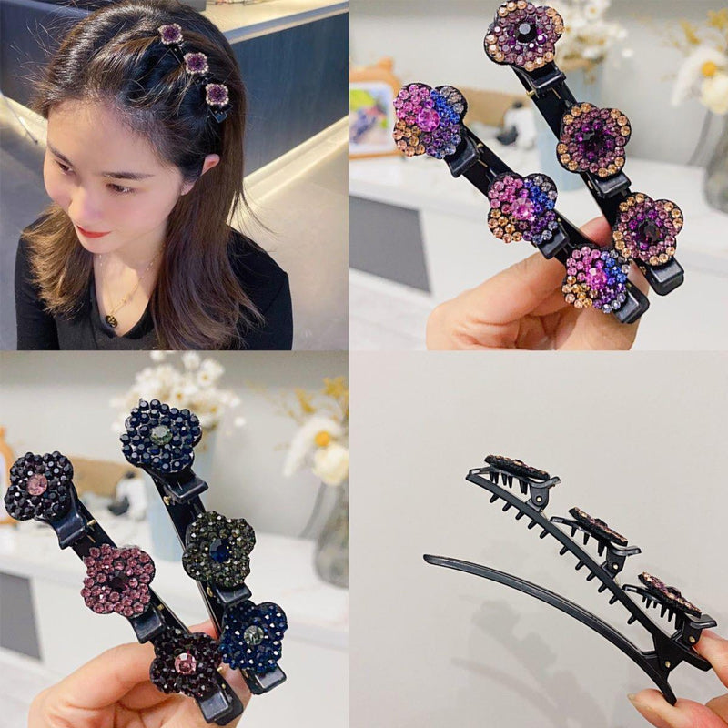 Sparkling Crystal Stone Braided Hair Clips