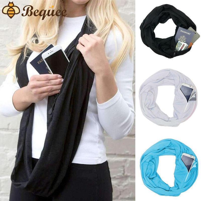 Scarf With Zipped Pocket