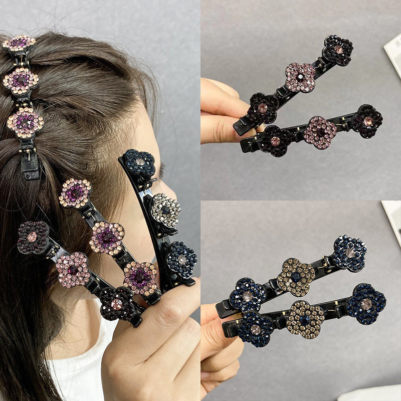 Sparkling Crystal Stone Braided Hair Clips