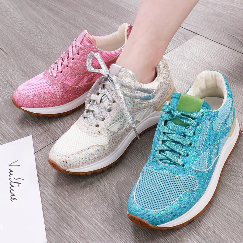 Solid Color Crystal Sparkle Sneakers