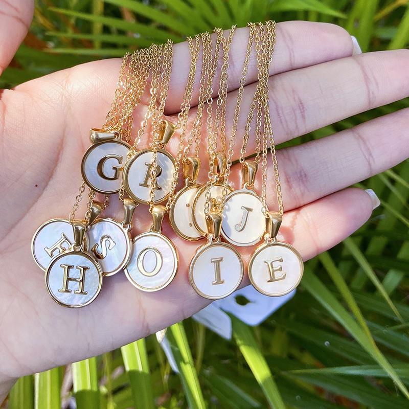 Round Shell 26 Letter Necklace