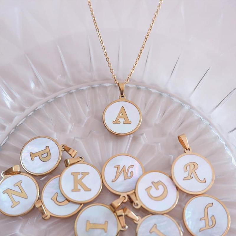 Round Shell 26 Letter Necklace