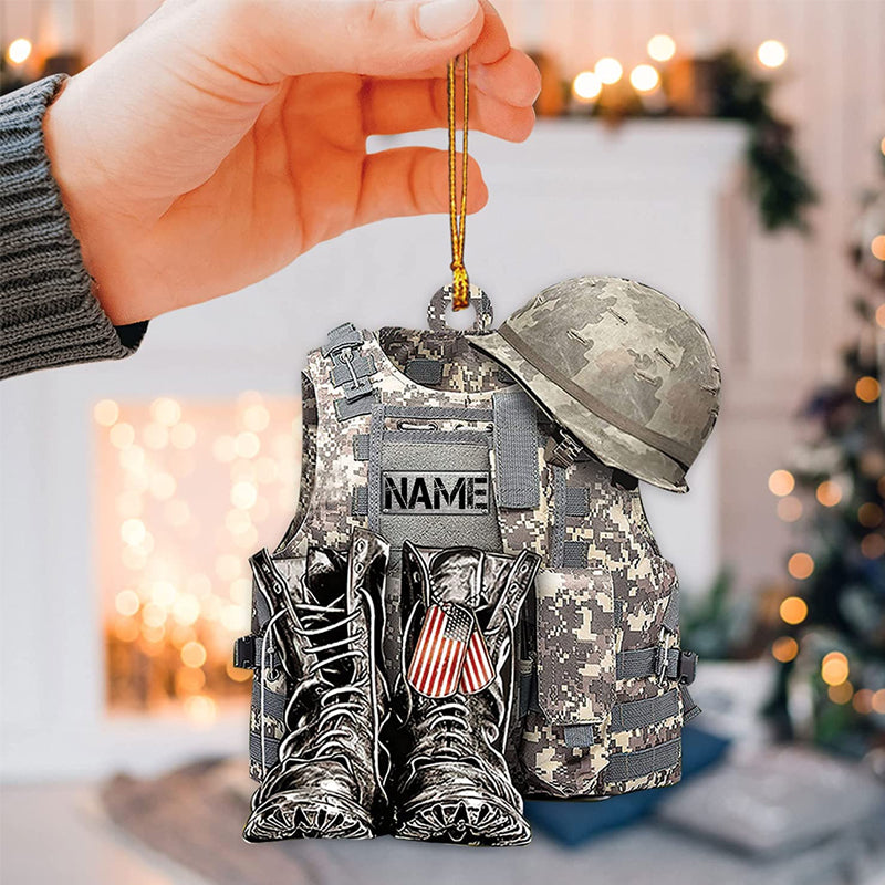 Military Uniform Personalized Flat Acrylic Ornament
