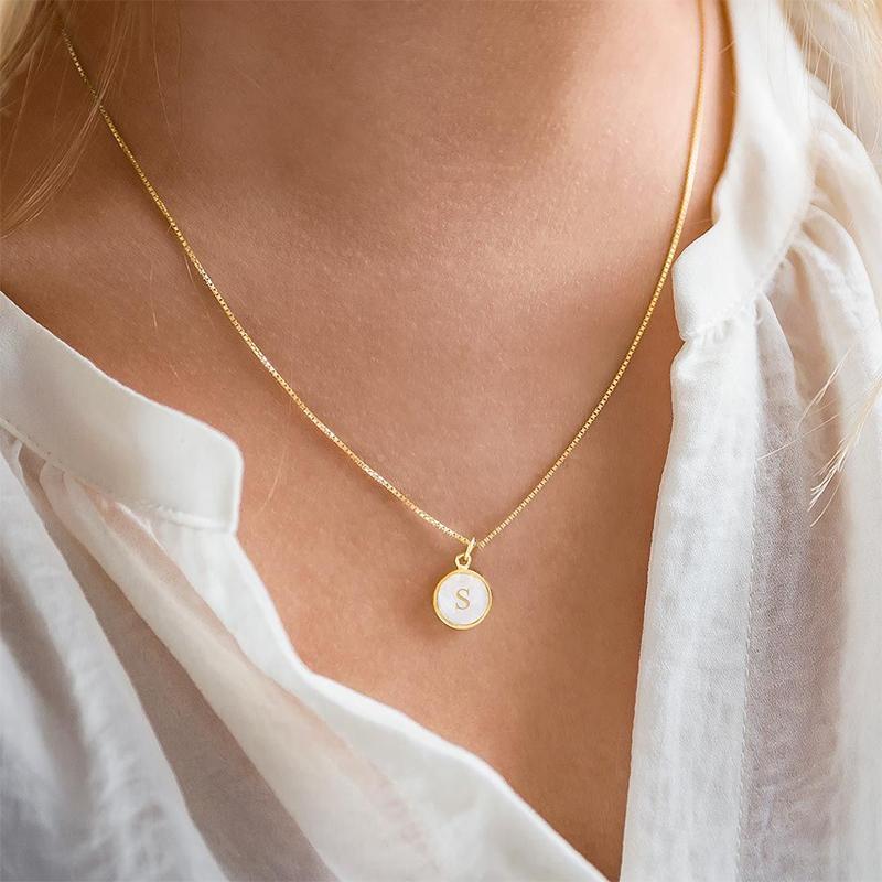 Round Shell 26 Letter Necklace
