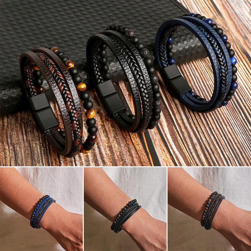 Natural Obsidian Magnetic Buckle Bracelet