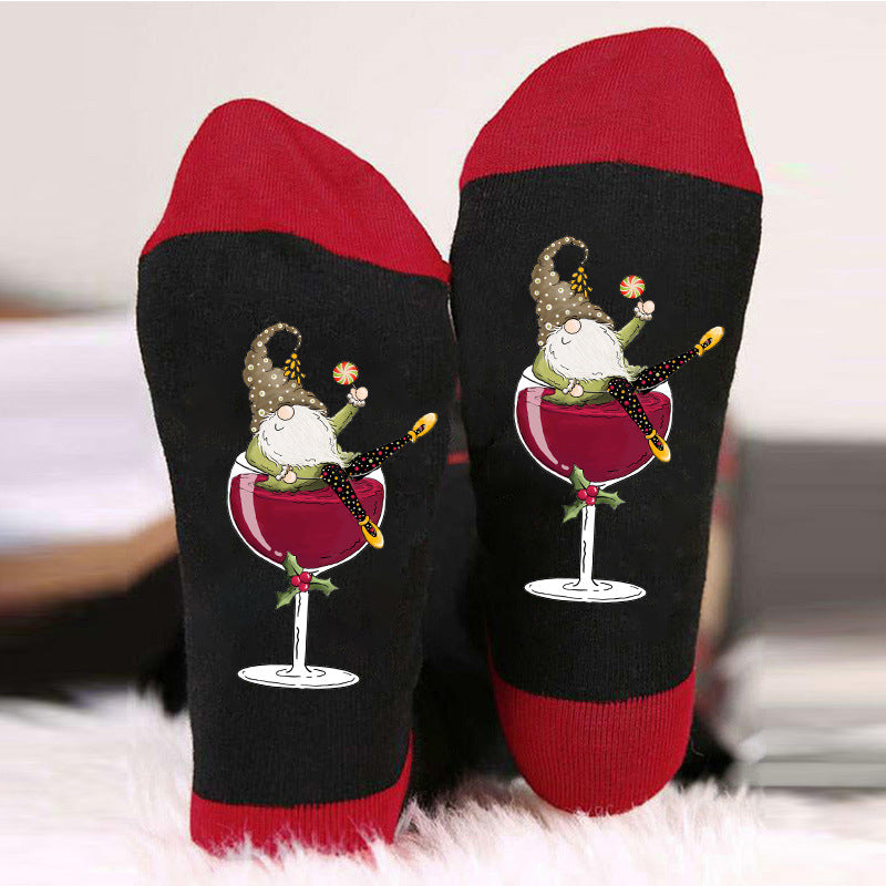 Gnome Wine Glass Unisex Crew Socks