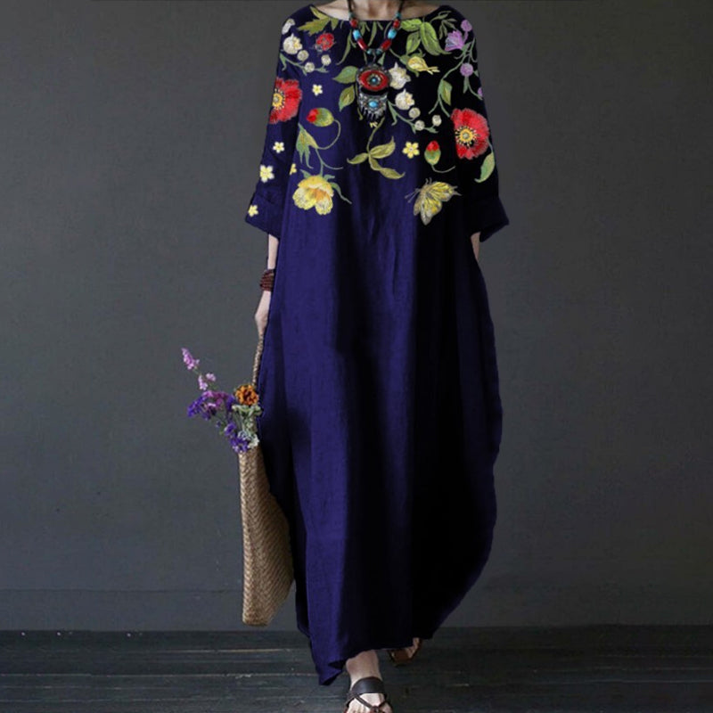 Loose Print Long Skirt Dress