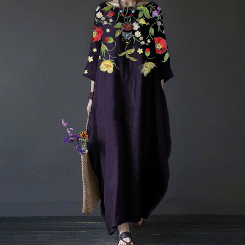 Loose Print Long Skirt Dress