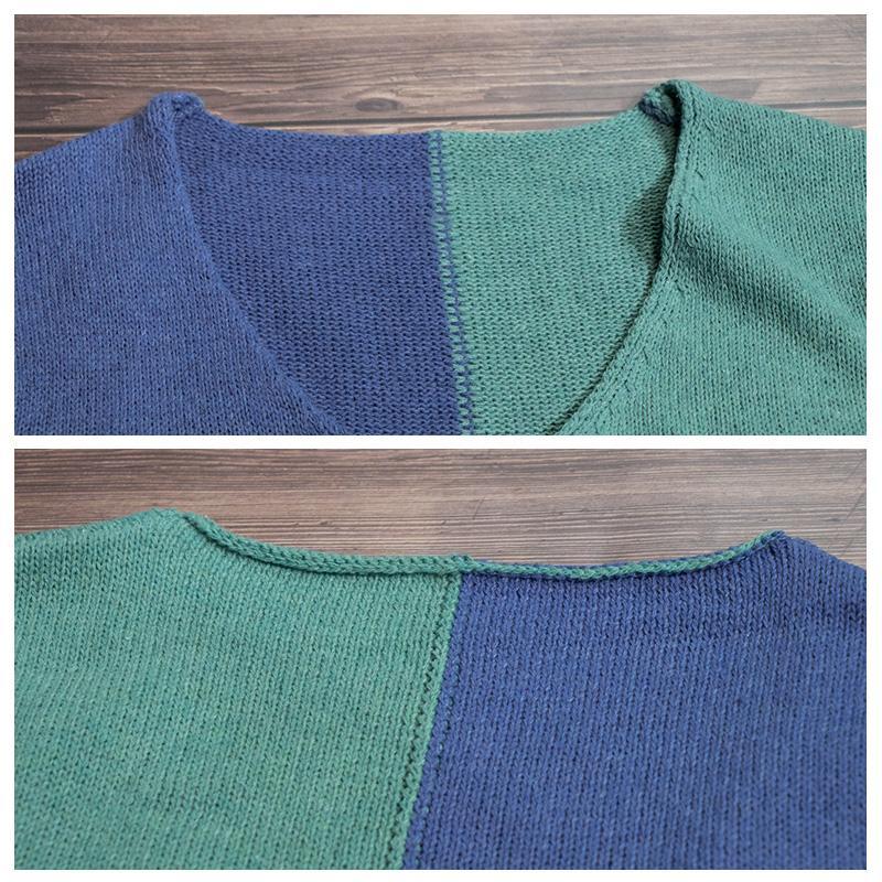 Contrast Color Loose Knit Sweater