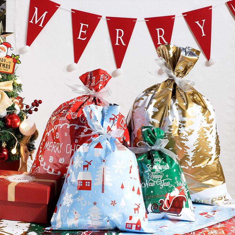 (🎄 Early Christmas Sale 🎄) Drawstring Christmas Gift Bags, Reusable