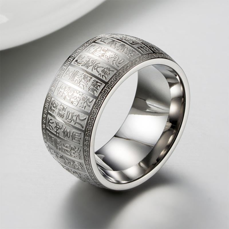 Buddhist Golden Light Mantra Titanium Steel Ring