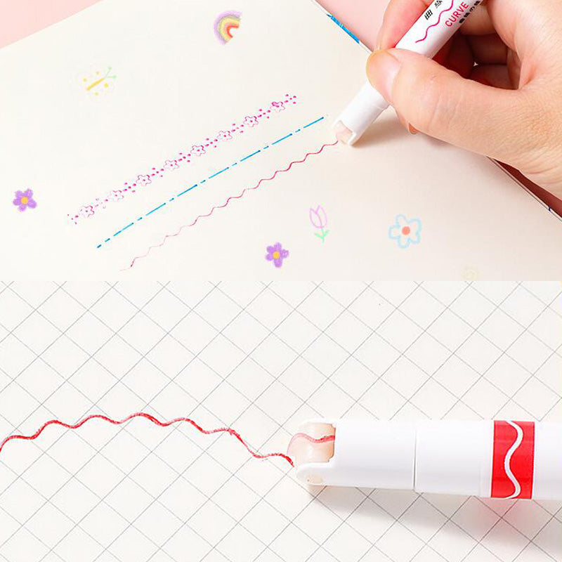 Dual Tip Pens with 6 Different Curve Shapes Fine Tips(1set/6pcs)