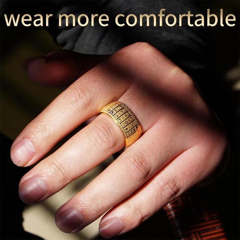 Buddhist Golden Light Mantra Titanium Steel Ring