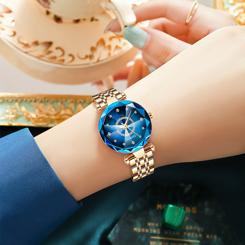Starry Diamond Dial Ladies Waterproof Watch