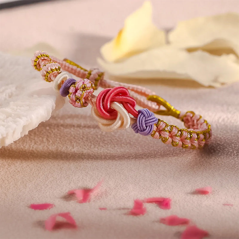 Peach Blossom Knot Braided Bracelet
