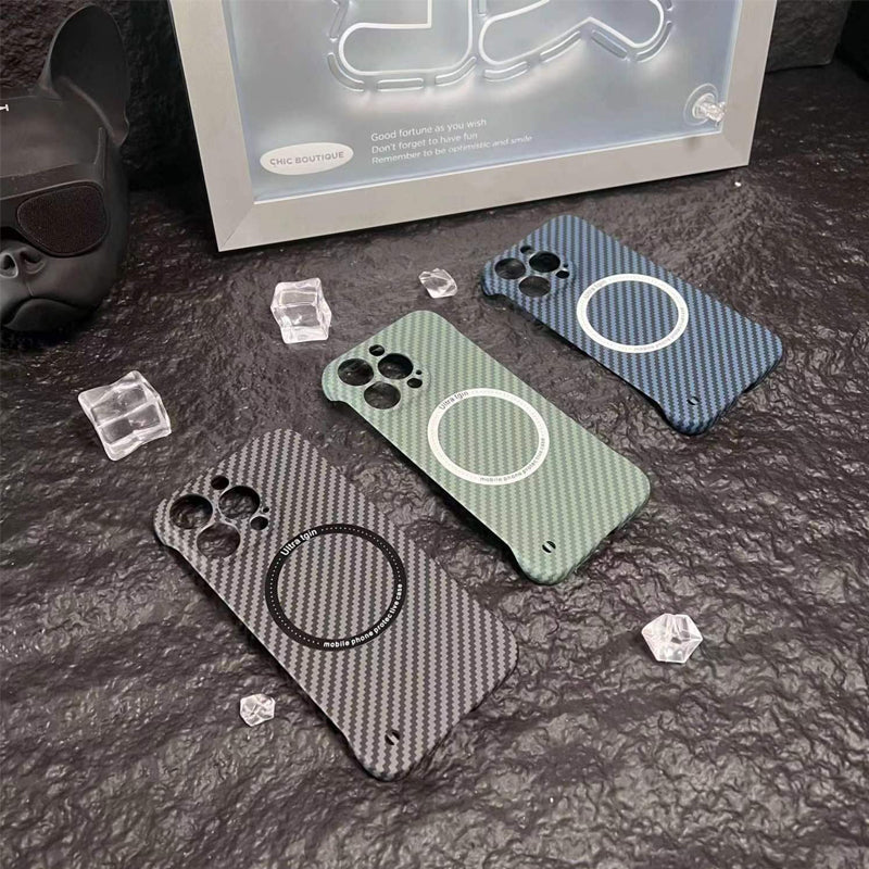 Carbon Fiber Texture Frameless For Magnetic charging iPhone Case