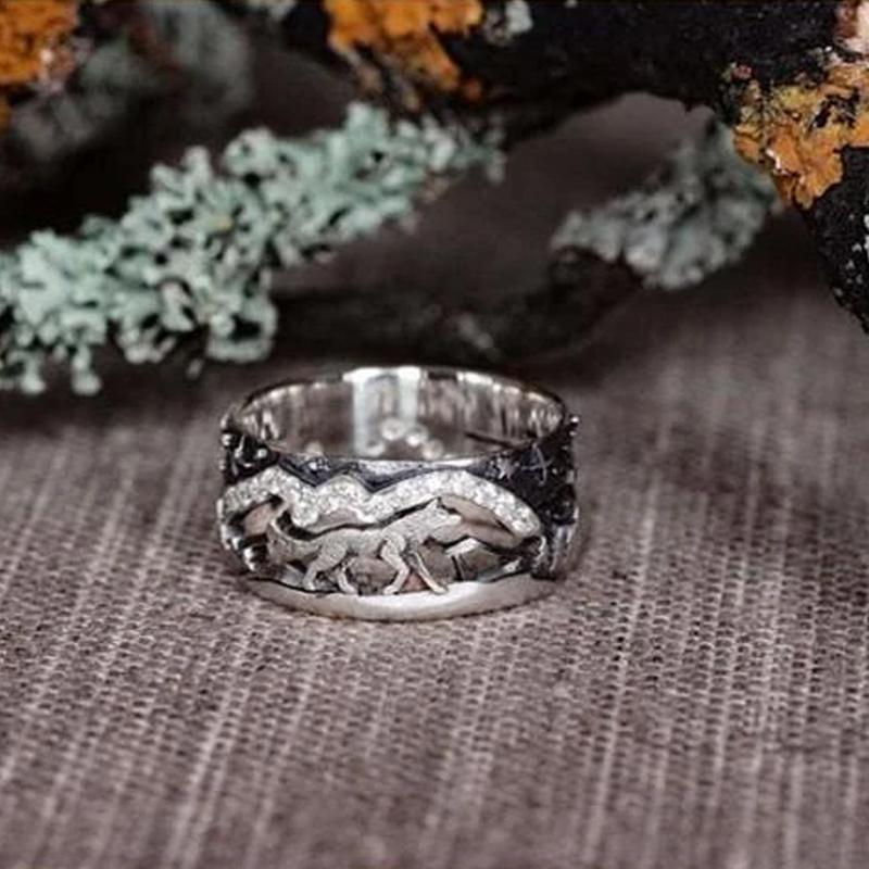 Wolf and She-wolf Paired Rings