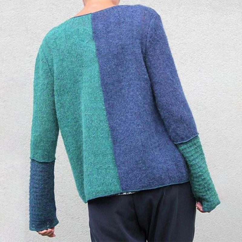 Contrast Color Loose Knit Sweater