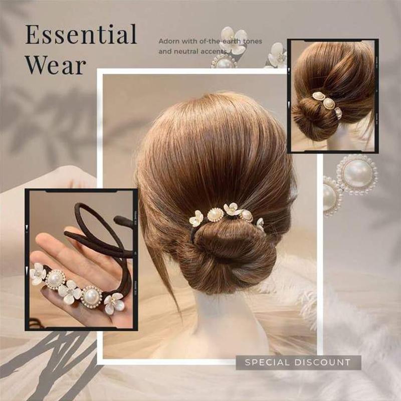 Flower Pearl Hairpin Bun Maker Twist Headband Lazy Hair Accessory