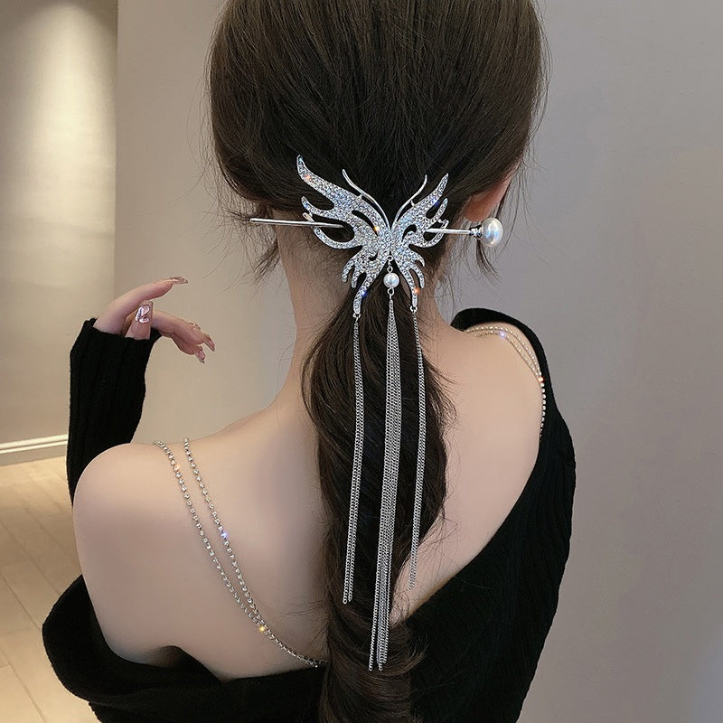 Butterfly Pearl Tassel Hairpin