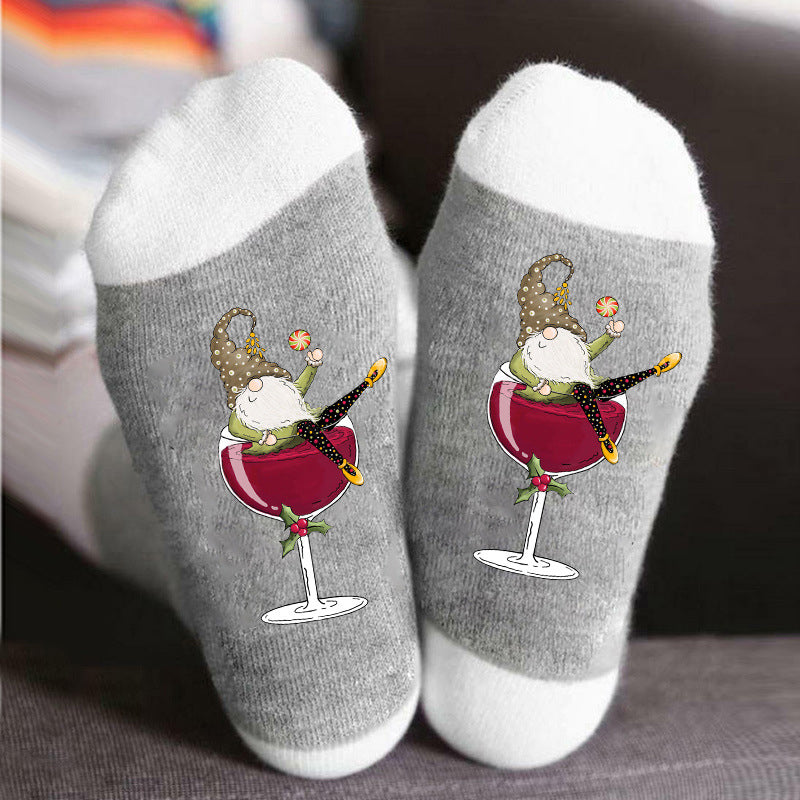 Gnome Wine Glass Unisex Crew Socks