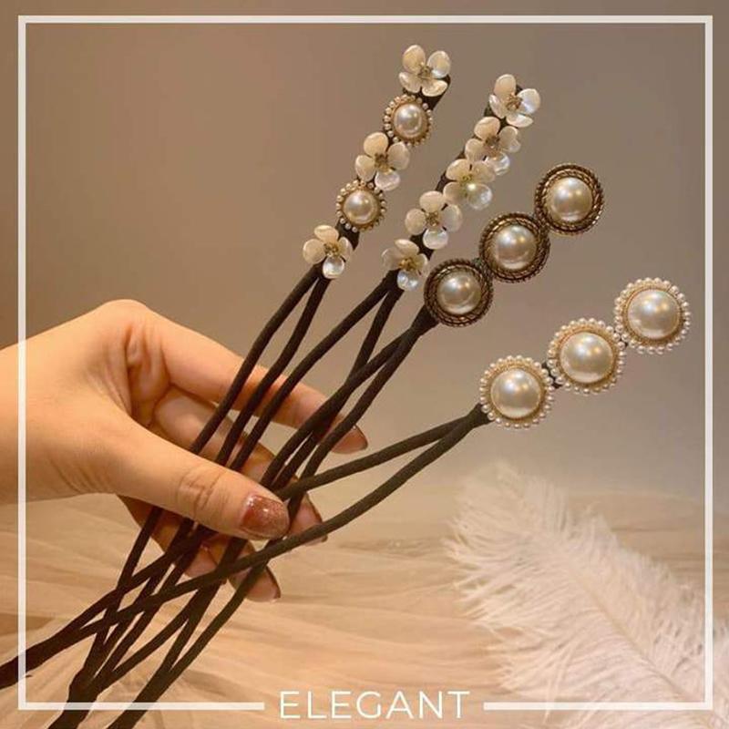 Flower Pearl Hairpin Bun Maker Twist Headband Lazy Hair Accessory