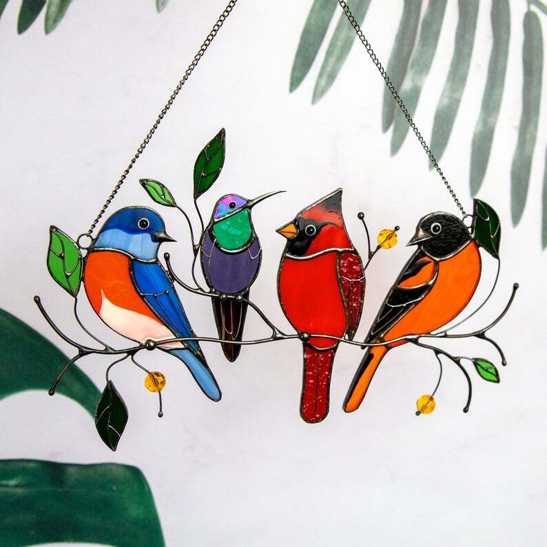 Birds Stained Glass Window Hangings 🎁Mother's Day promotion
