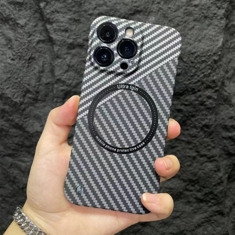 Carbon Fiber Texture Frameless For Magnetic charging iPhone Case