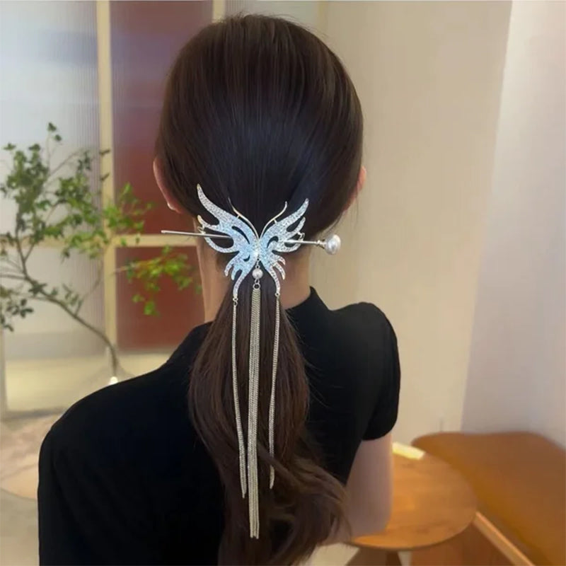 Butterfly Pearl Tassel Hairpin