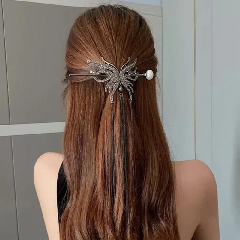 Butterfly Pearl Tassel Hairpin