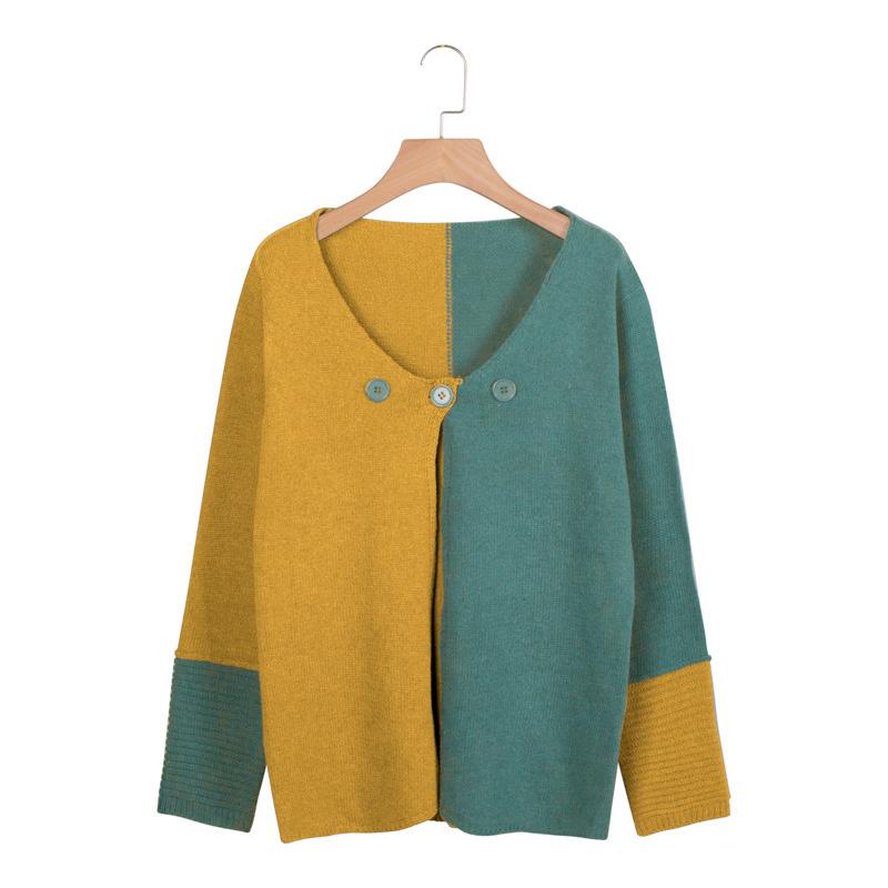 Contrast Color Loose Knit Sweater