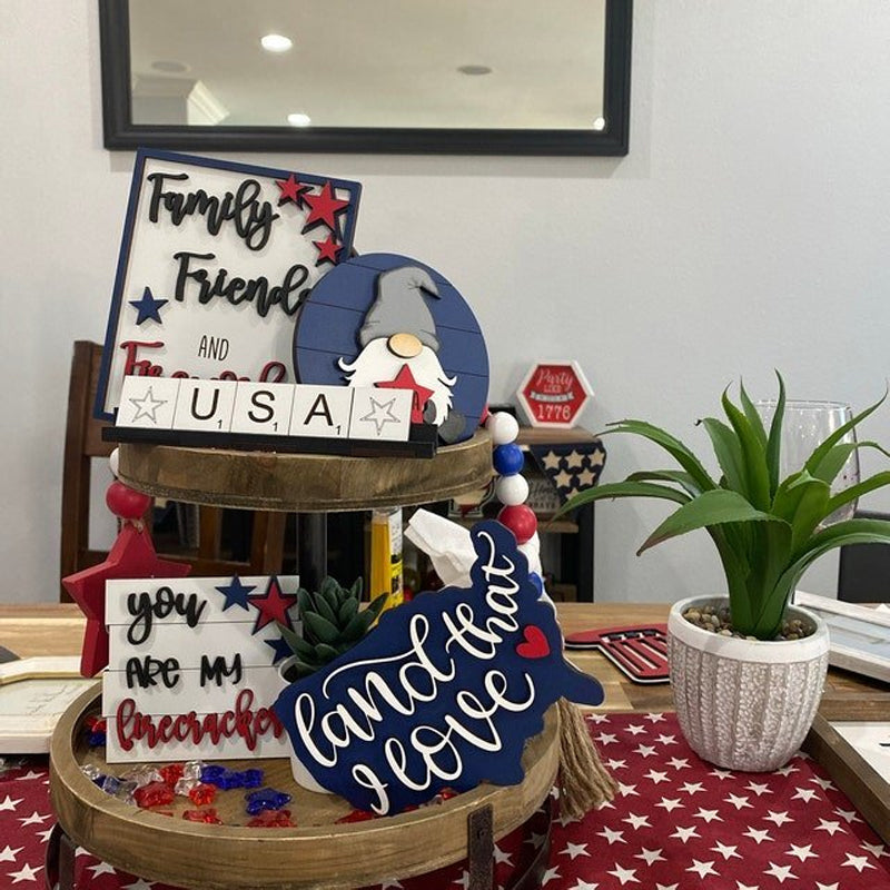 Lifesparking Patriotic Tiered Tray Decor Bundle