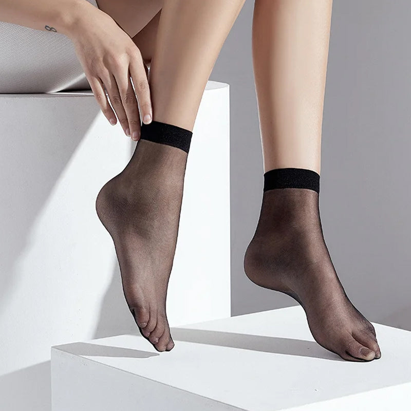 Women's Sheer Crystal Silk Socks