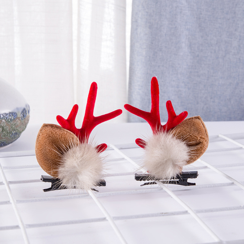 Christmas New Antler Plush Hairpins