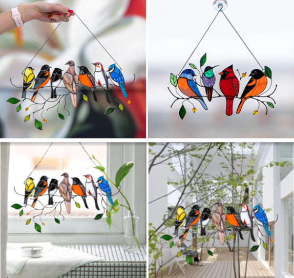 Birds Stained Glass Window Hangings 🎁Mother's Day promotion