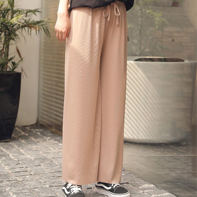 Ladies Ice Silk Wide Leg Pants