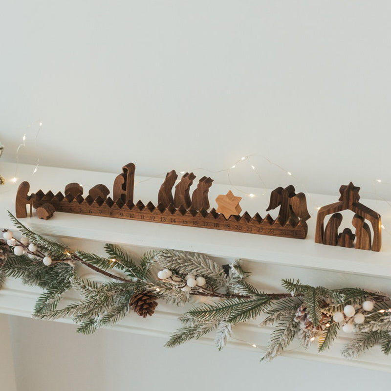 Wooden Christmas Day Calendar Jesus Ornaments