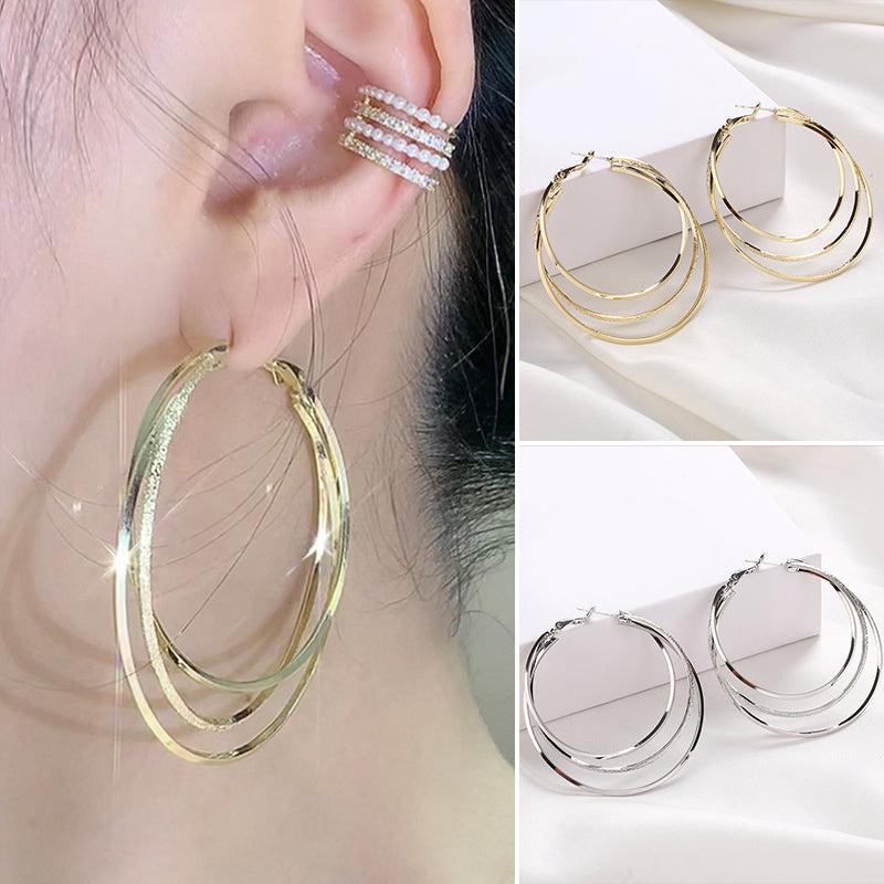 Triple Ring Hoop Earrings