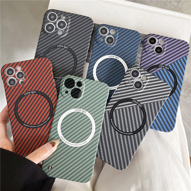 Carbon Fiber Texture Frameless For Magnetic charging iPhone Case