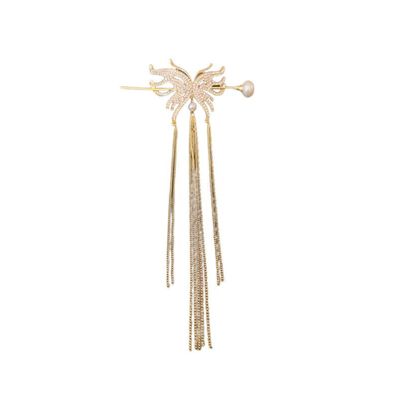 Butterfly Pearl Tassel Hairpin