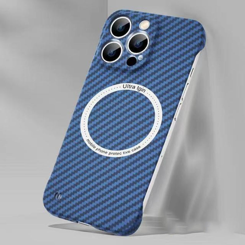 Carbon Fiber Texture Frameless For Magnetic charging iPhone Case