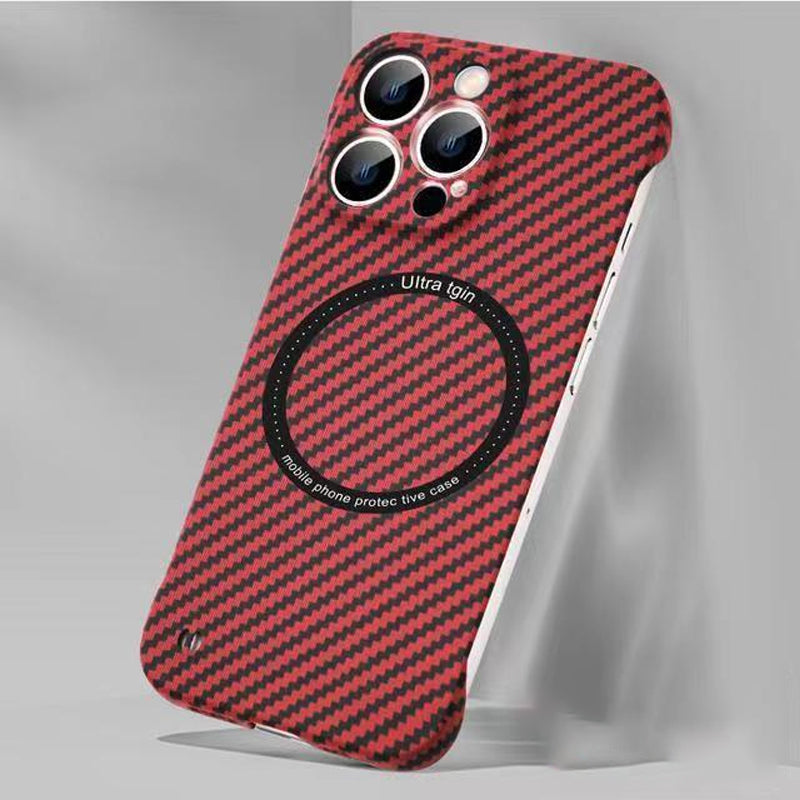 Carbon Fiber Texture Frameless For Magnetic charging iPhone Case