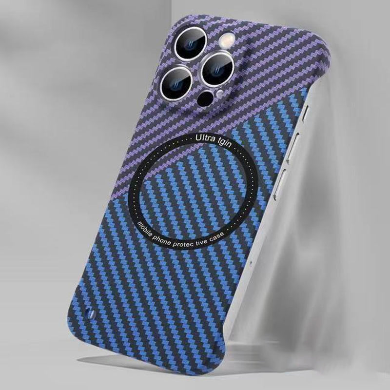 Carbon Fiber Texture Frameless For Magnetic charging iPhone Case