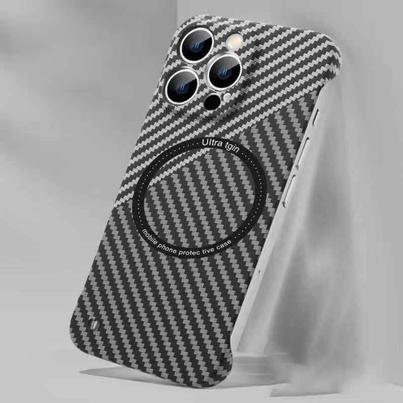 Carbon Fiber Texture Frameless For Magnetic charging iPhone Case